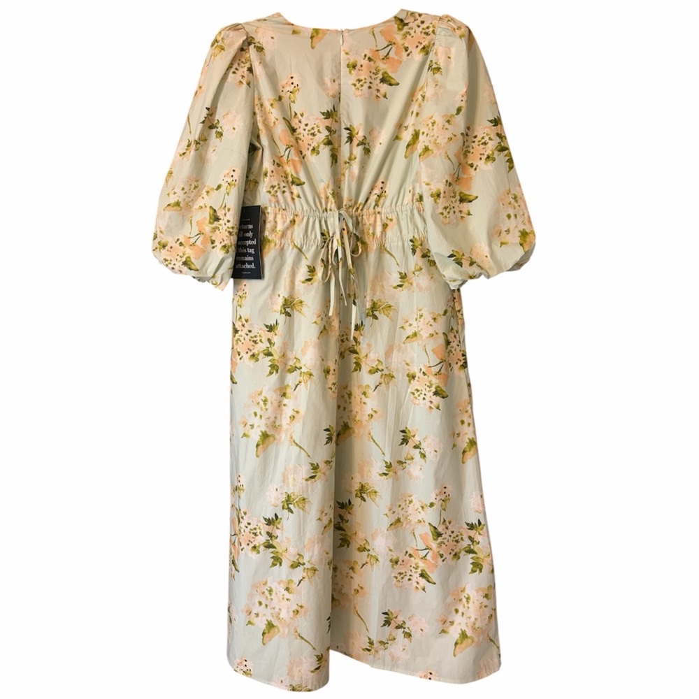 TUCKERNUCK Aqua Watercolor Marlena Floral Midi Dress Cinch Waist NWT - Picture 5 of 10